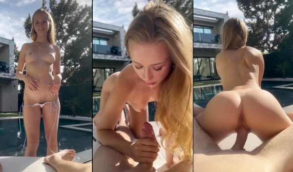 Трахает милашку из Онлифанс прямо у бассейна — смотреть онлайн бесплатно в HD